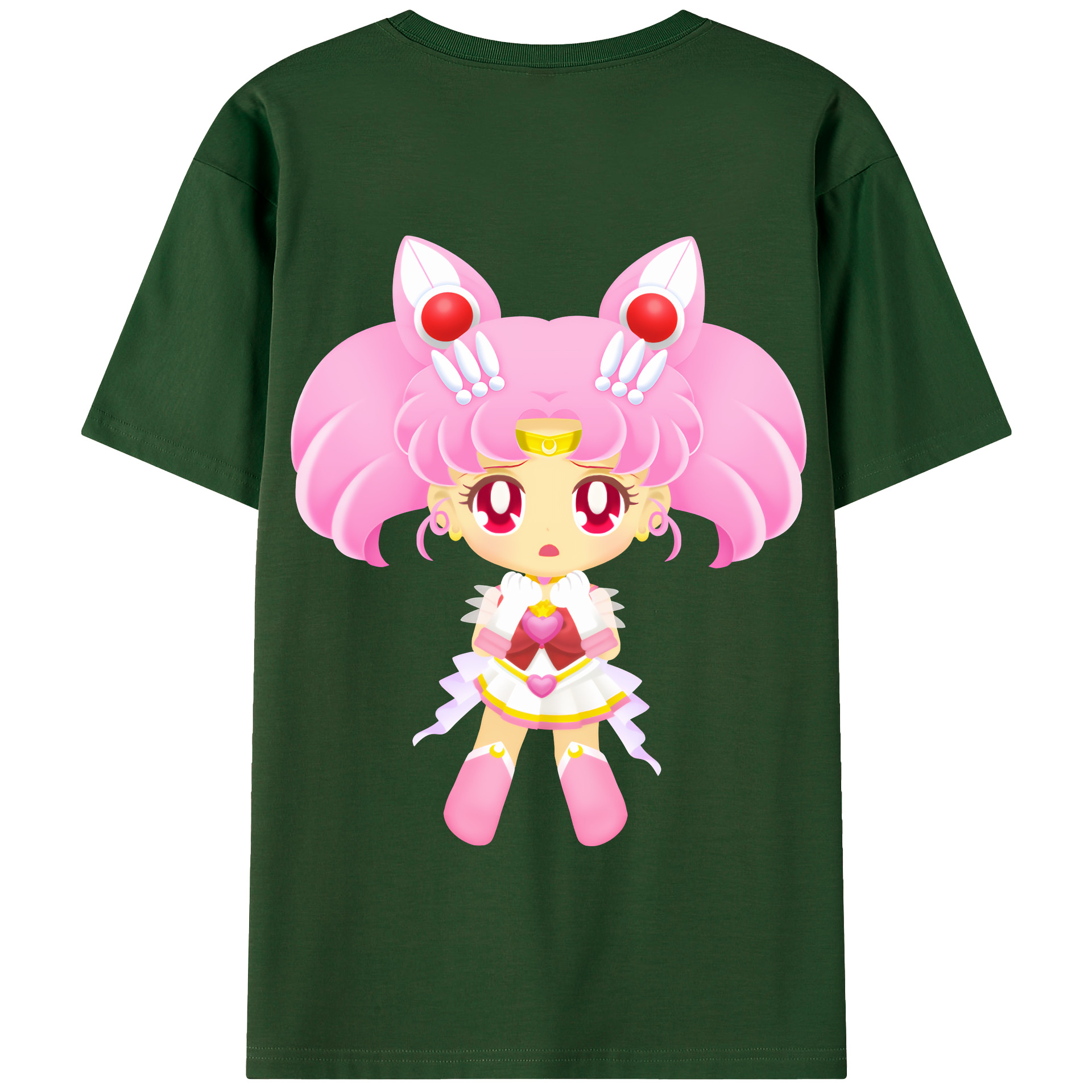 （画像用） 美少女戦士セーラームーン ちびうさ Sailor Moon Chibiusa Tsukino Usagi Small Lady Serenity 綿100％半袖Tシャツ（背面プリント）